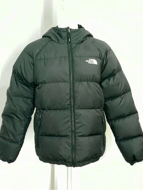 The North Face Boys XL Puffer Jacket Black Hooded Zip Warm Winter Coat
